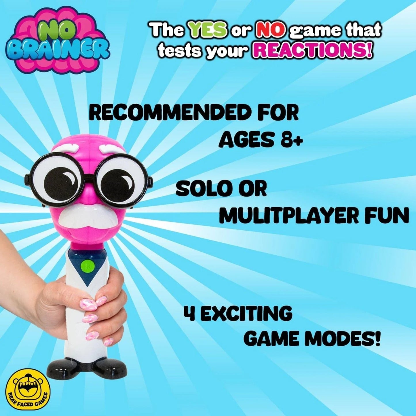 No Brainer Electronic Fast Reactions Yes No Family Quiz Party Game Chaotic Fun