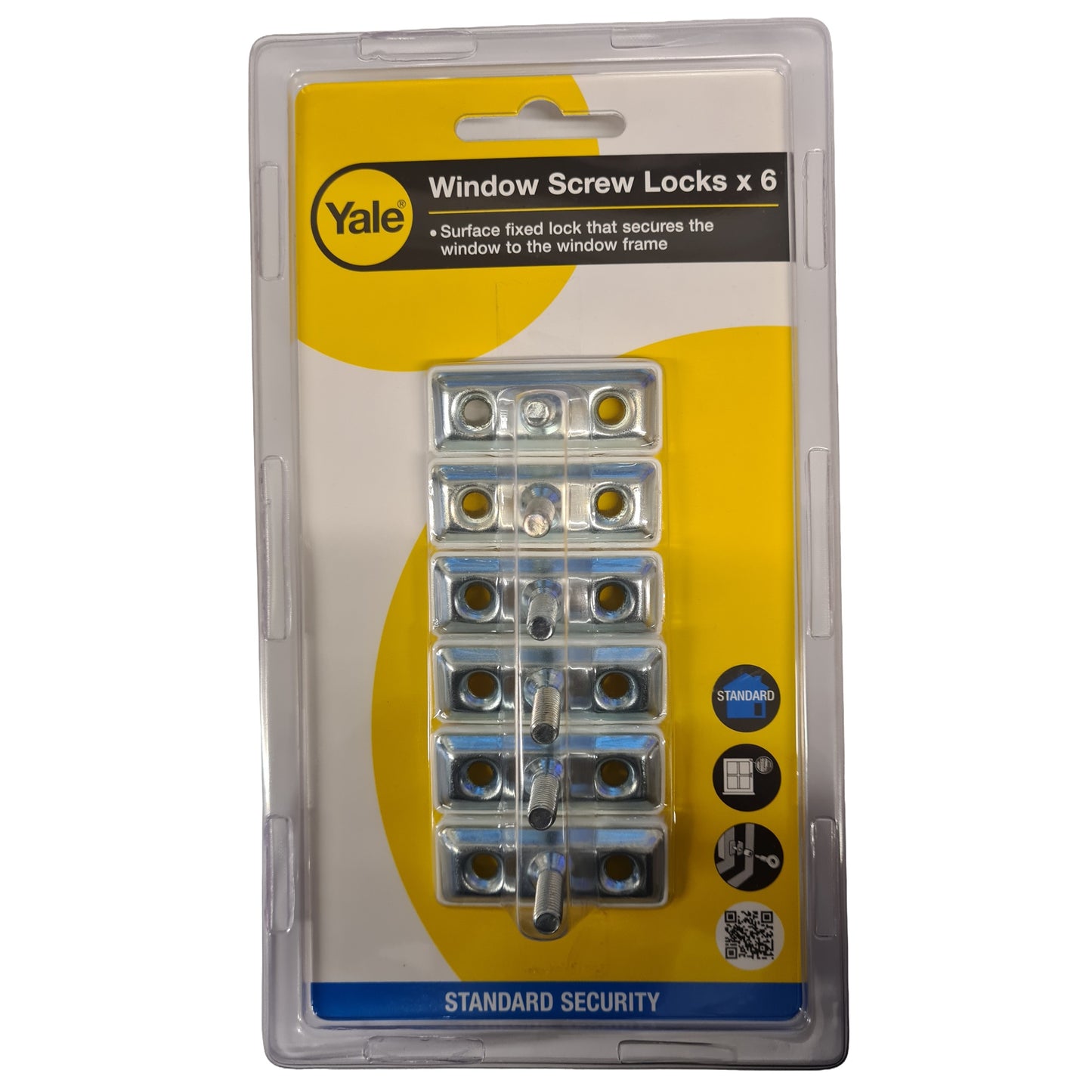 Yale Locks P6P112SC Window Screw Locks Satin Chrome Finish Pack of 6 with 2 Keys