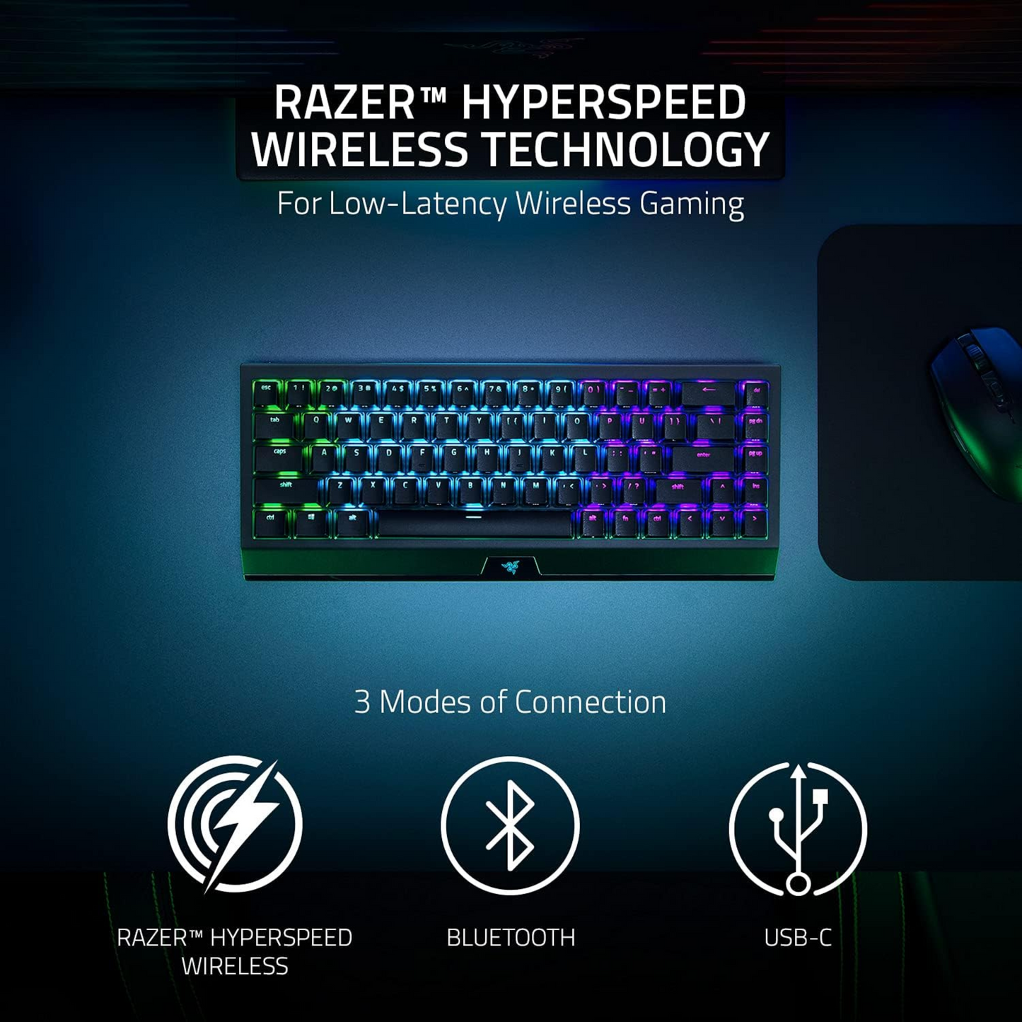Razer BlackWidow V3 Mini Wireless Gaming Keyboard Yellow Switch QWERTZ German