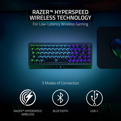 Razer BlackWidow V3 Mini Wireless Gaming Keyboard Yellow Switch QWERTZ German