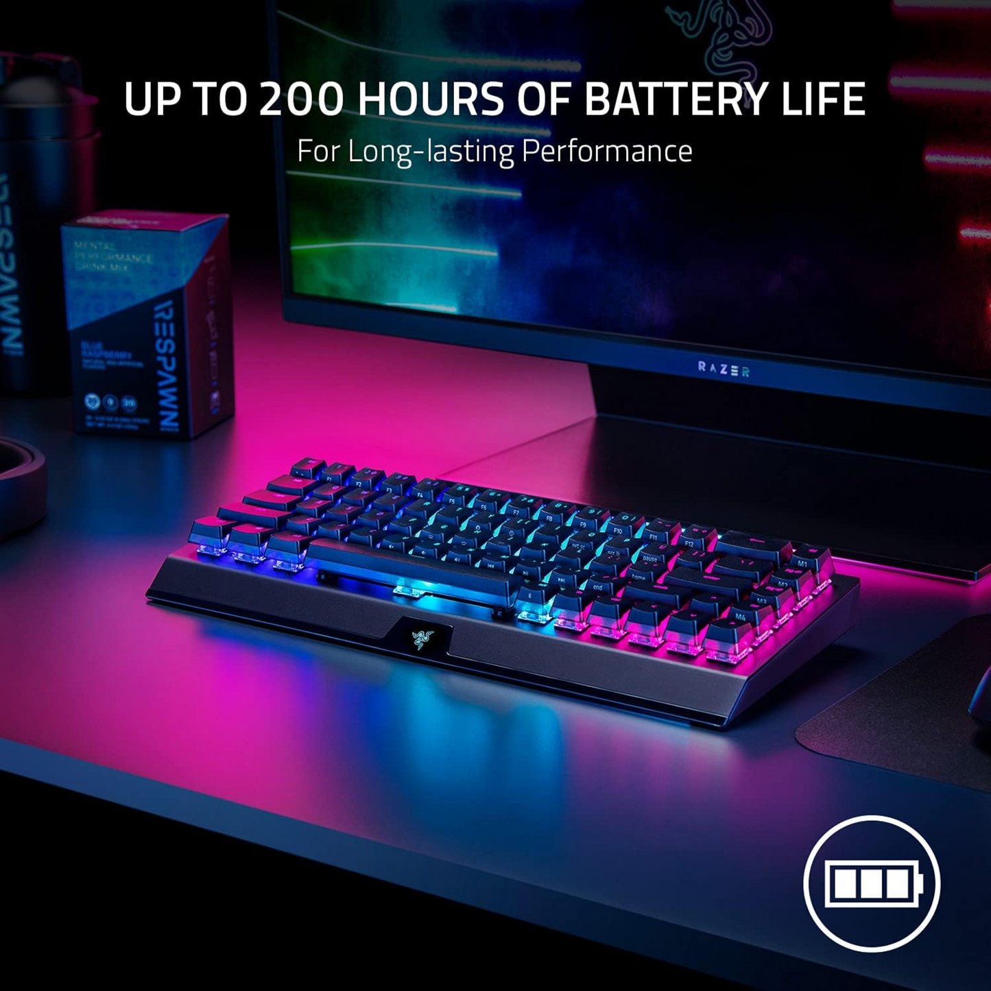 Razer BlackWidow V3 Mini Wireless Gaming Keyboard Yellow Switch QWERTZ German