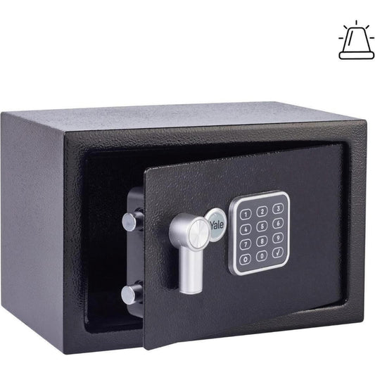 Yale Alarmed Safe 130db Built in Alarm Override Key Fixings 16 Litre 25x35x25cm
