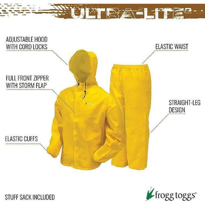 FROGG TOGGS XXL Ultra-lite2 Breathable Waterproof Rain Suit Jacket Pant Yellow