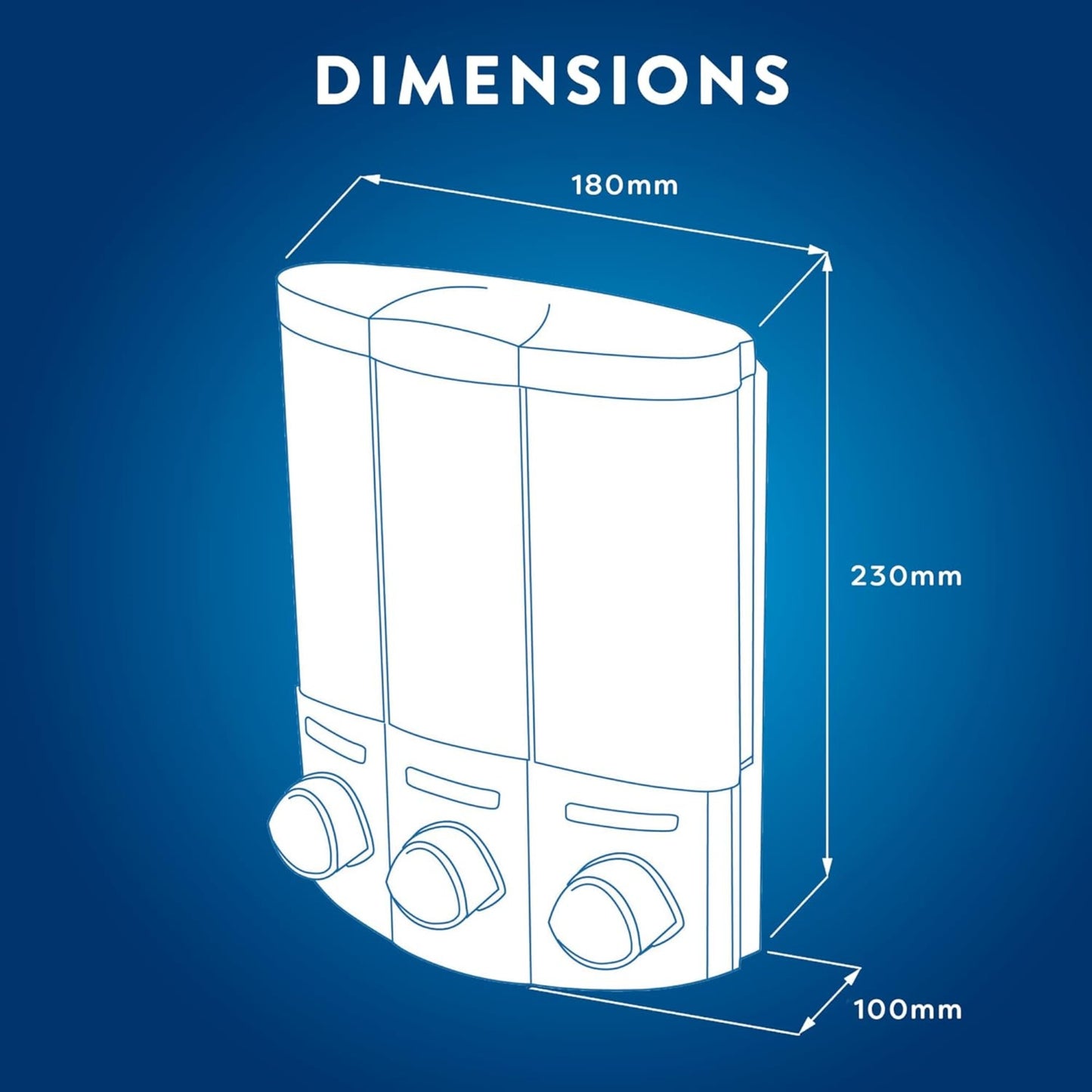 Croydex Trio Soap Dispenser Wall Mounted Shower Gel Shampoo Conditioner