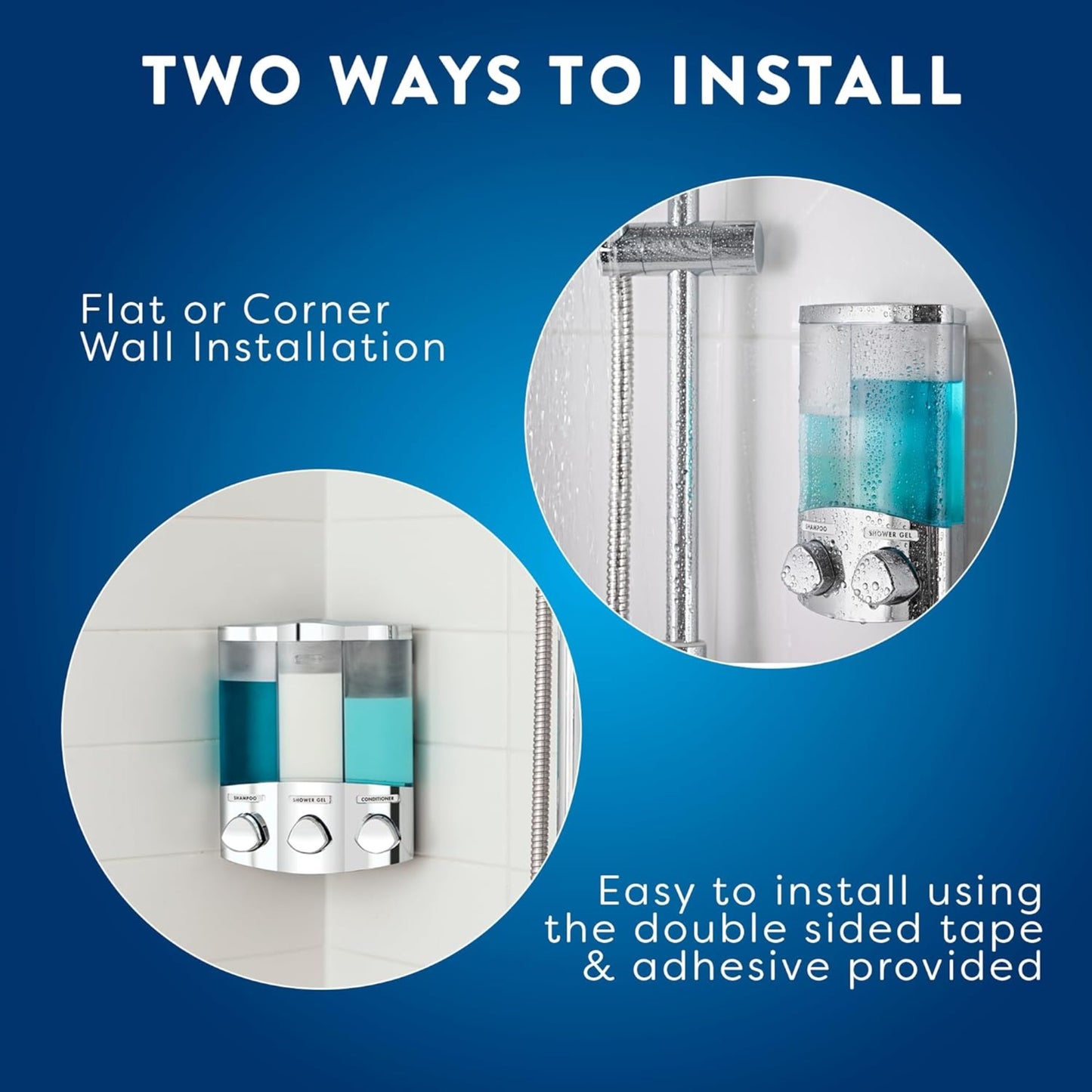 Croydex Trio Soap Dispenser Wall Mounted Shower Gel Shampoo Conditioner