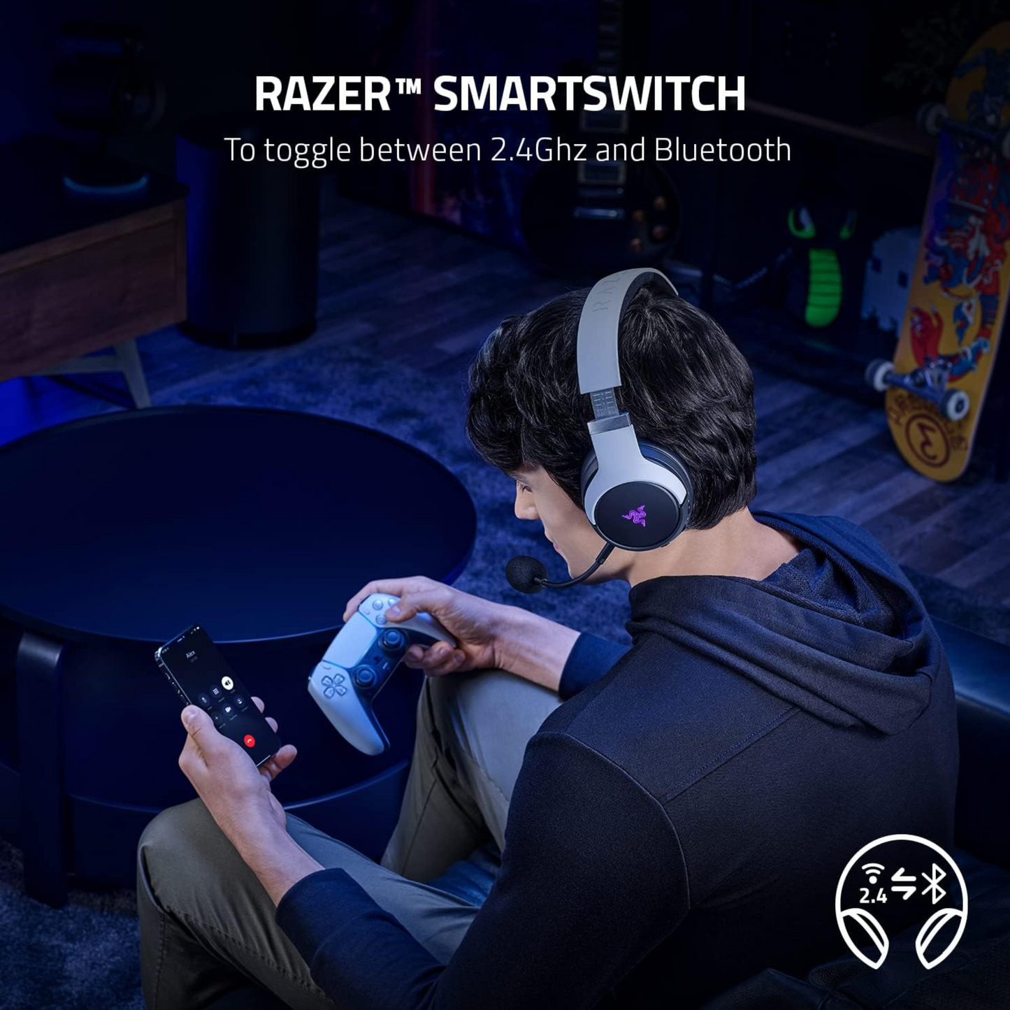 Razer Kaira Pro Dual Wireless PlayStation 5 Headset with Haptics 50 mm Driver