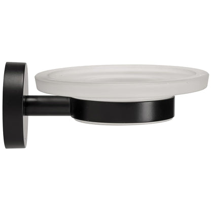 Croydex Soap Dish & Holder Epsom Black Frosted Glass Flexi-Fix 130x107.5x54mm
