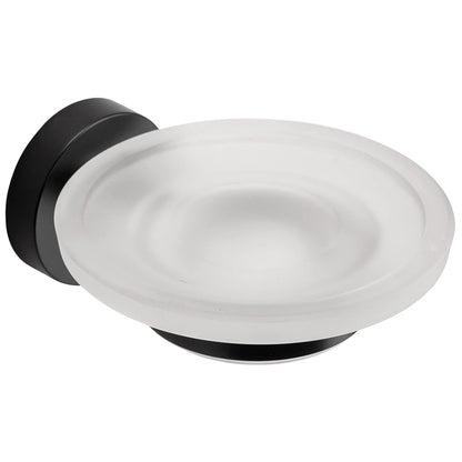 Croydex Soap Dish & Holder Epsom Black Frosted Glass Flexi-Fix 130x107.5x54mm