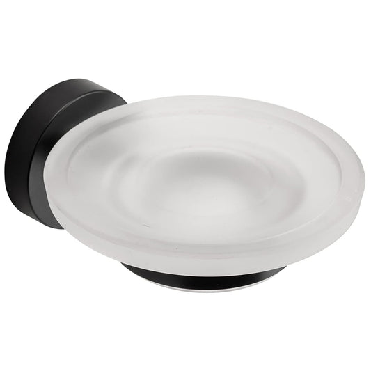 Croydex Soap Dish & Holder Epsom Black Frosted Glass Flexi-Fix 130x107.5x54mm