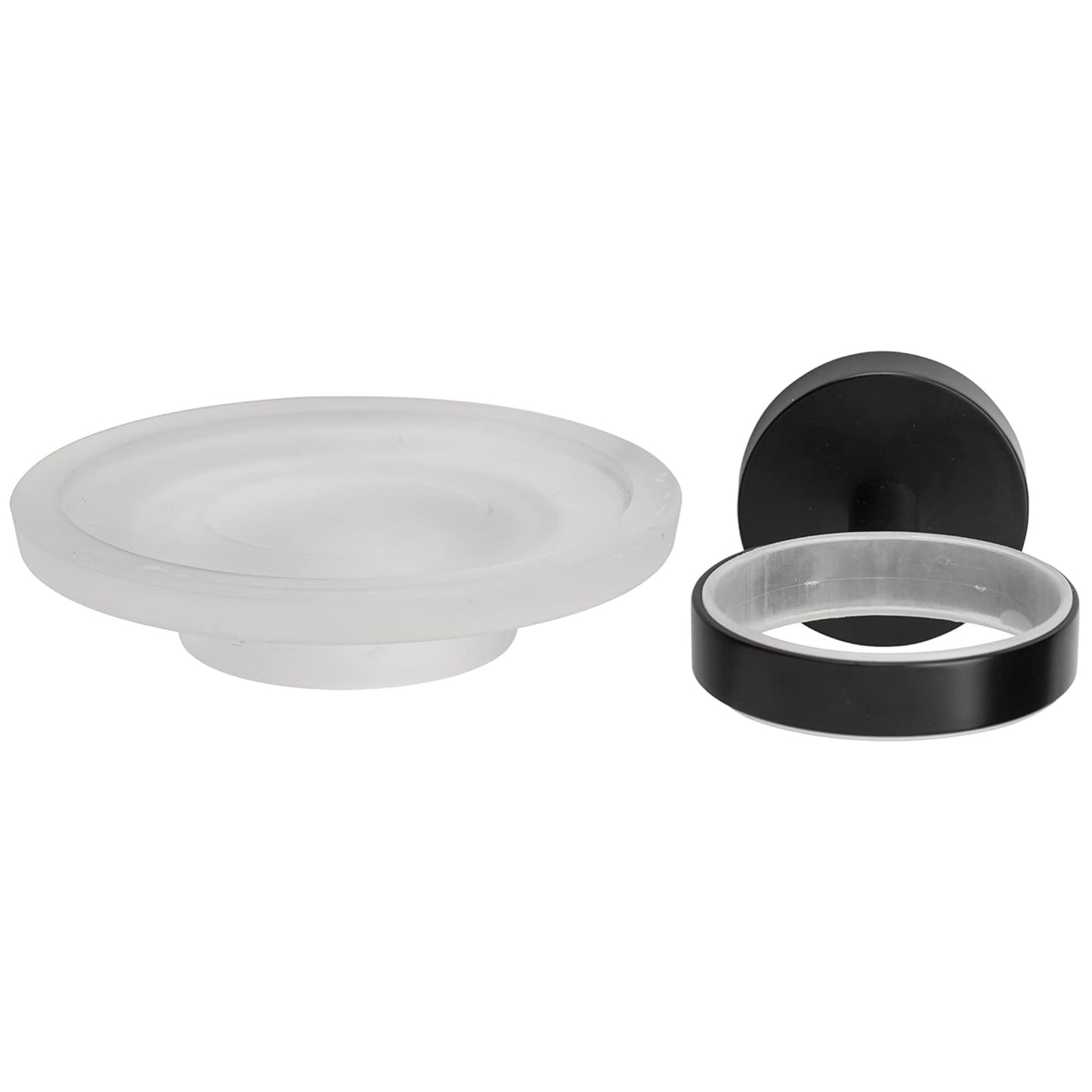 Croydex Soap Dish & Holder Epsom Black Frosted Glass Flexi-Fix 130x107.5x54mm