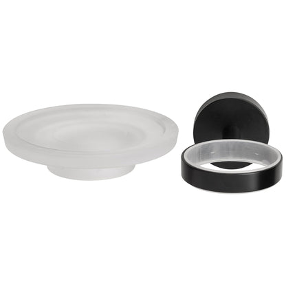 Croydex Soap Dish & Holder Epsom Black Frosted Glass Flexi-Fix 130x107.5x54mm