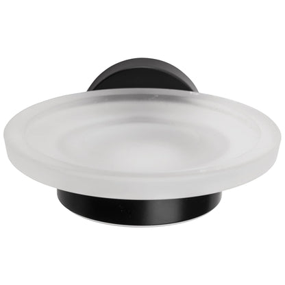 Croydex Soap Dish & Holder Epsom Black Frosted Glass Flexi-Fix 130x107.5x54mm