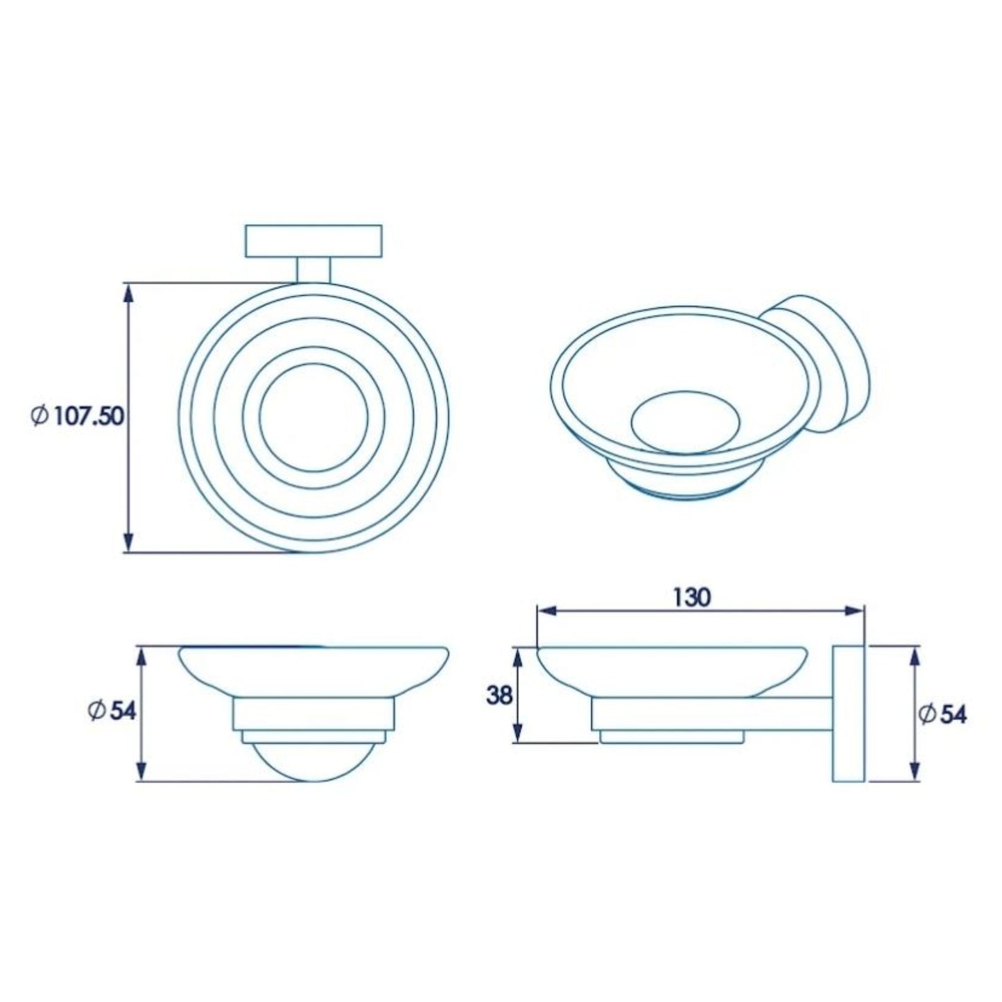 Croydex Soap Dish & Holder Epsom Black Frosted Glass Flexi-Fix 130x107.5x54mm