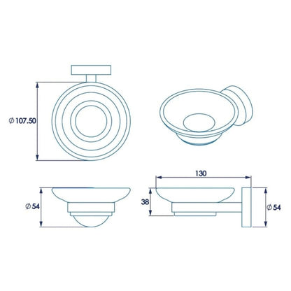 Croydex Soap Dish & Holder Epsom Black Frosted Glass Flexi-Fix 130x107.5x54mm