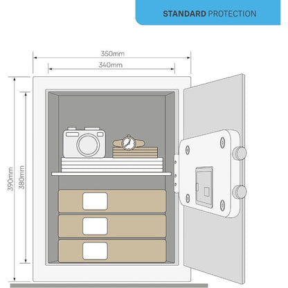 Yale Alarmed Safe 130db Built in Alarm Override Key Fixings 40 Litre 39x35x36 cm
