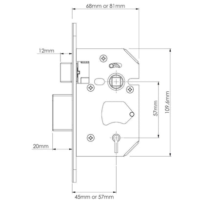 Yale 5 Lever Mortice Sashlock High Security 2.5 Inch 64 mm Backset Chrome Finish