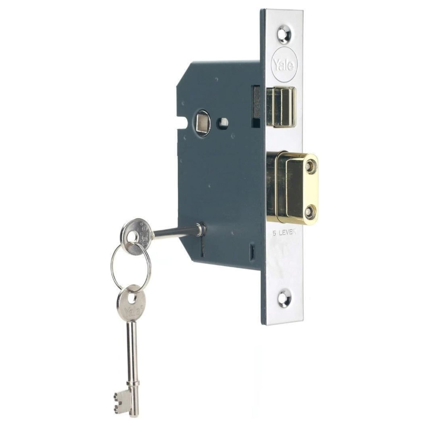 Yale 5 Lever Mortice Sashlock High Security 2.5 Inch 64 mm Backset Chrome Finish