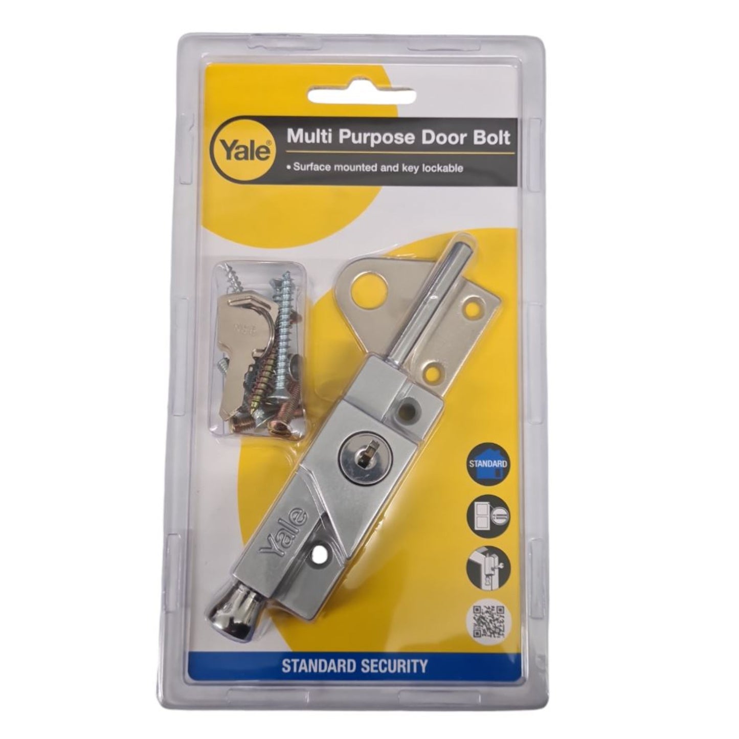 Yale Multi Purpose Door Bolt Silver Enamel Finish for Aluminium and Wooden Doors