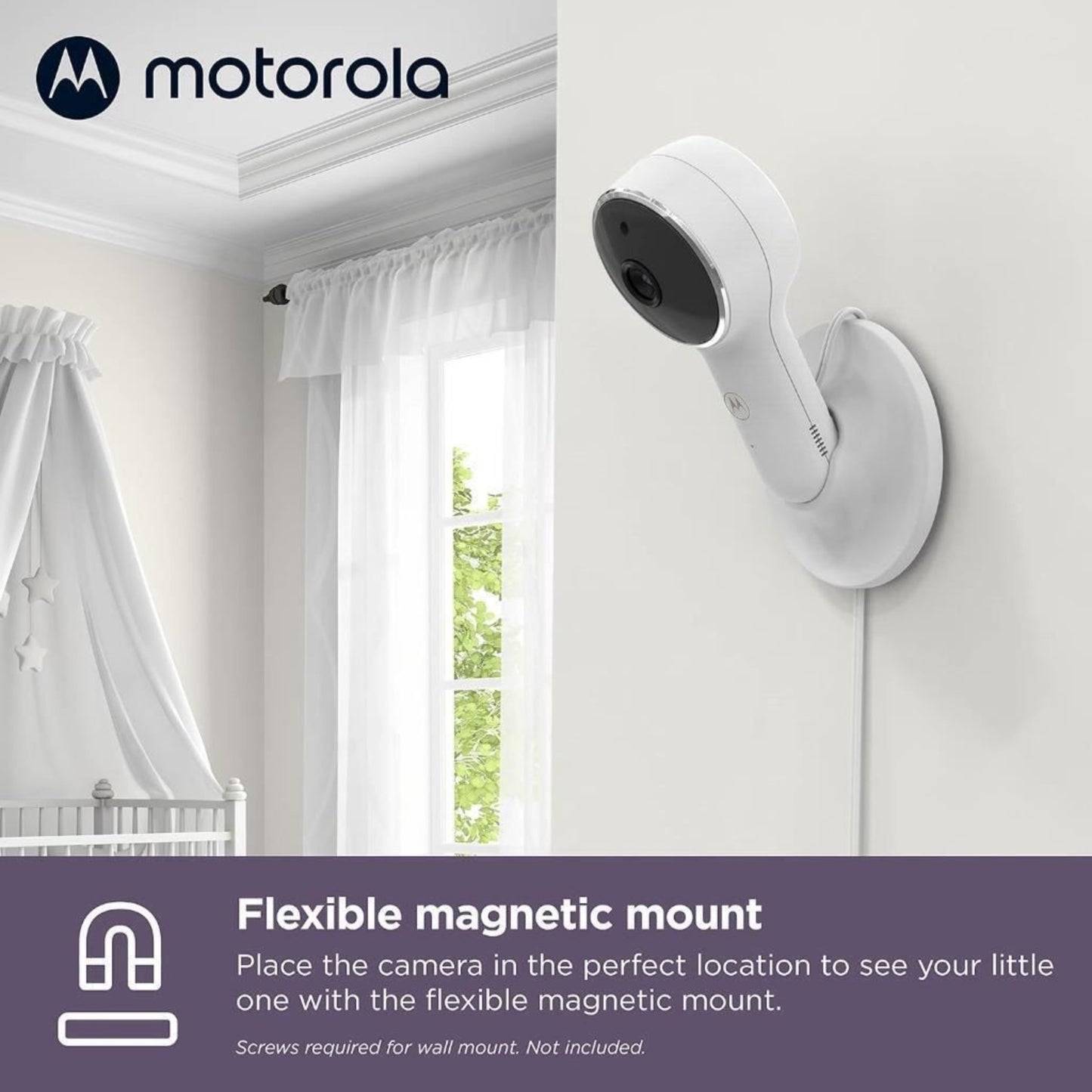 Motorola Baby Monitor with Camera Flexible Crib Mount 5" Colour Screen Wi-Fi
