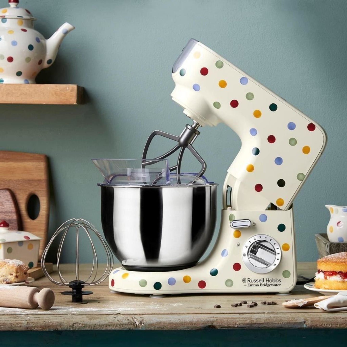 Russell Hobbs Emma Bridgewater Stand Mixer Polka Dot Whisk Beater Dough Hook 5Lt