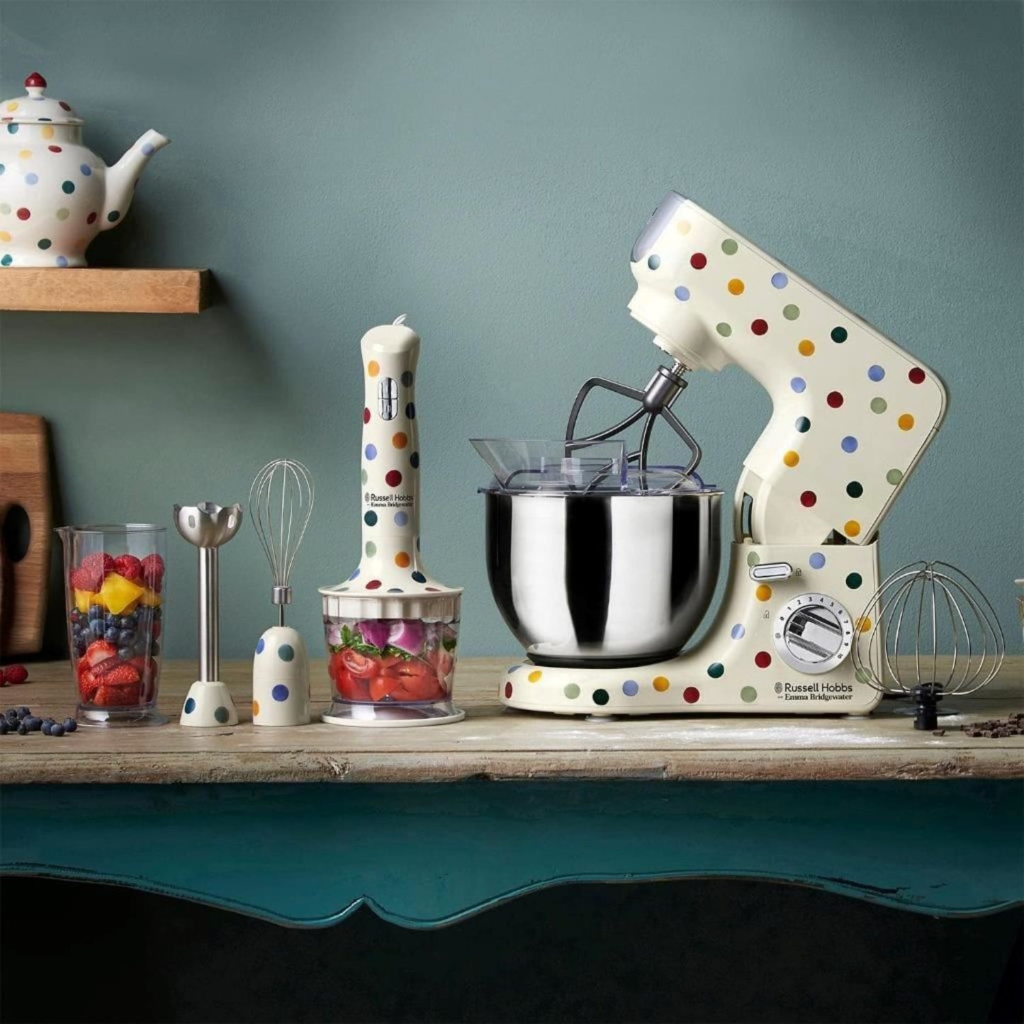 Russell Hobbs Emma Bridgewater Stand Mixer Polka Dot Whisk Beater Dough Hook 5Lt