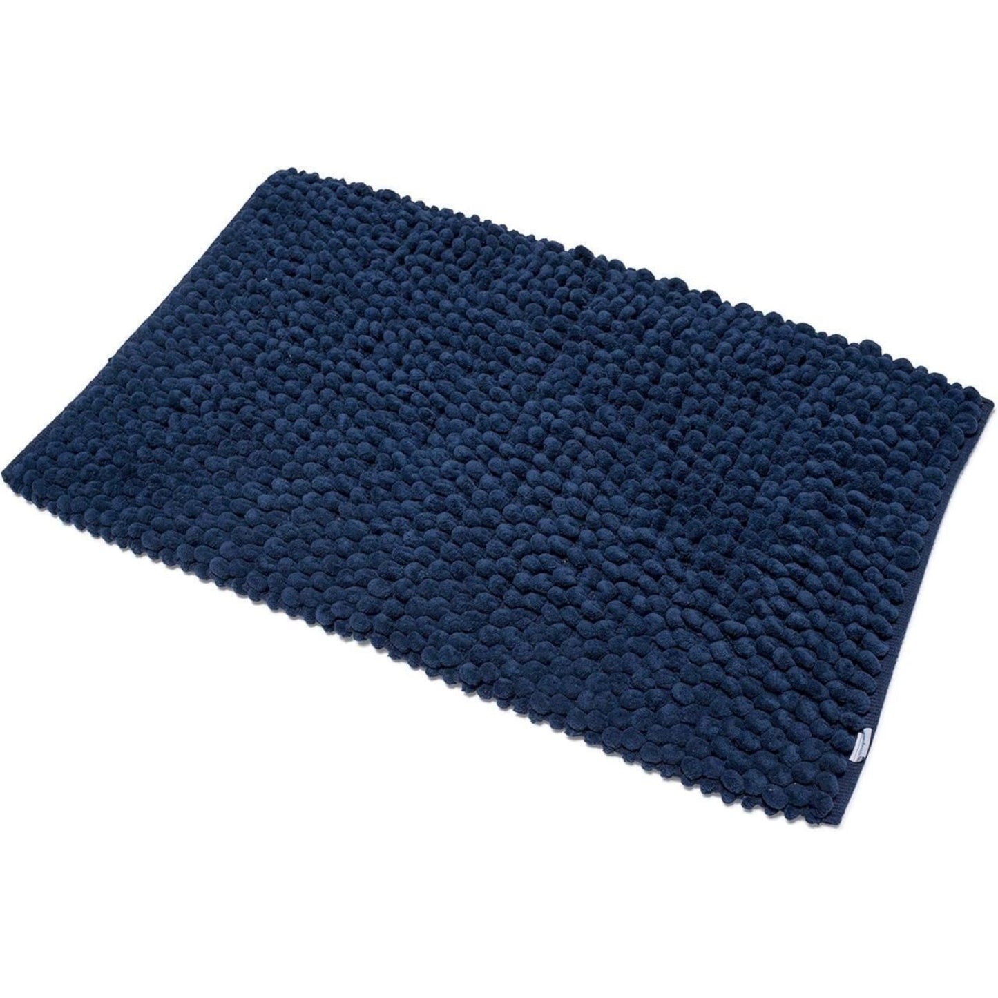 Croydex Navy Chenille Cushioned Bathroom Rug Slip-Resistant Backing 80x50cm