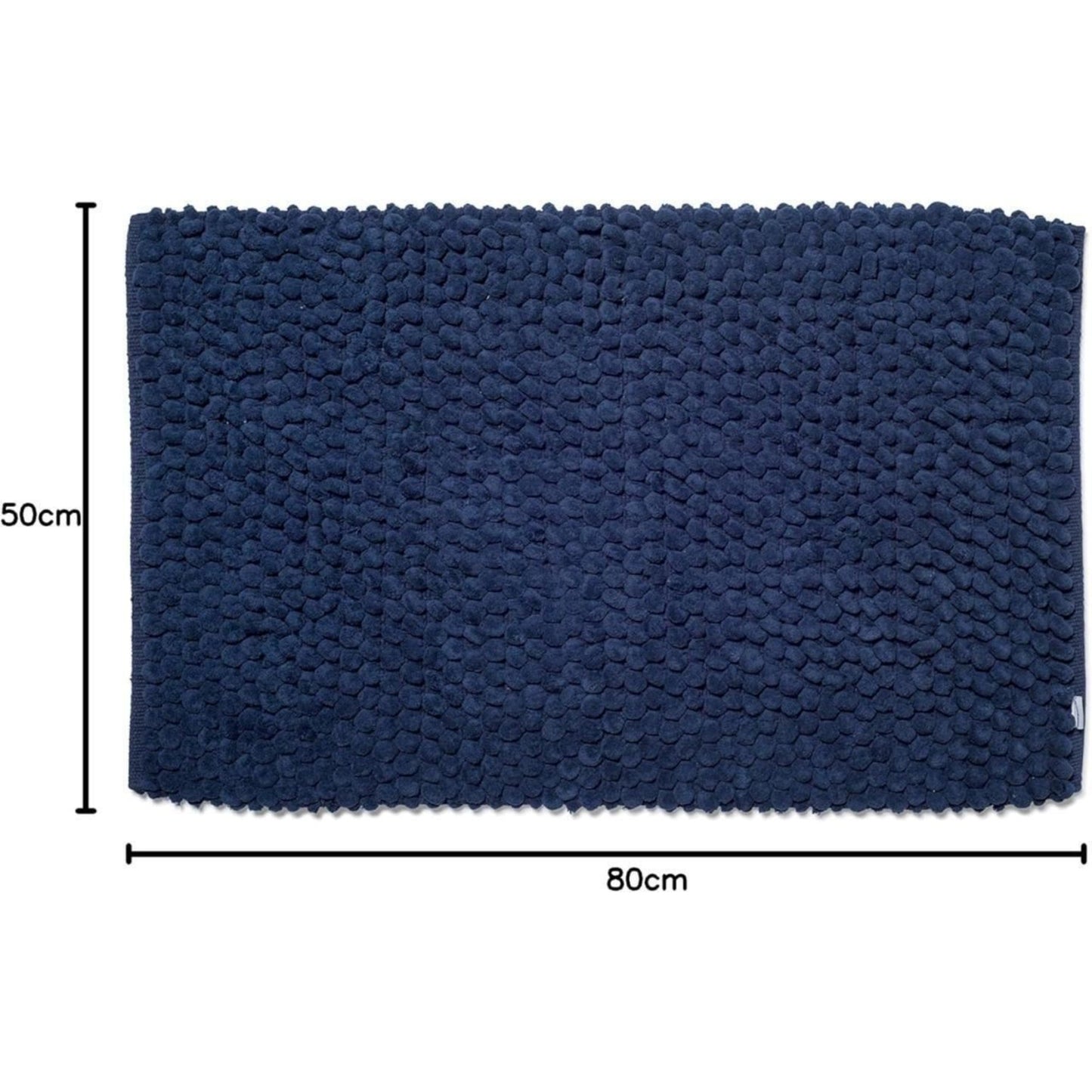 Croydex Navy Chenille Cushioned Bathroom Rug Slip-Resistant Backing 80x50cm