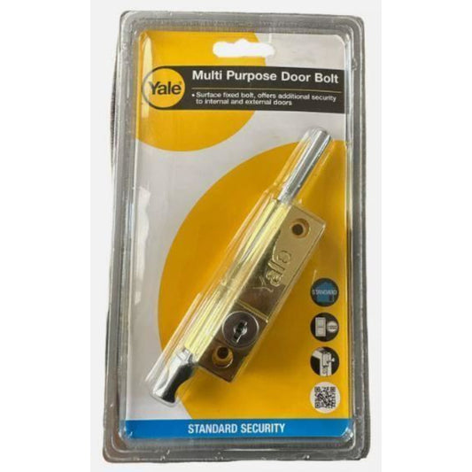 Yale Door Pushbolt Polished Brass Standard Security for Aluminium Wooden Doors