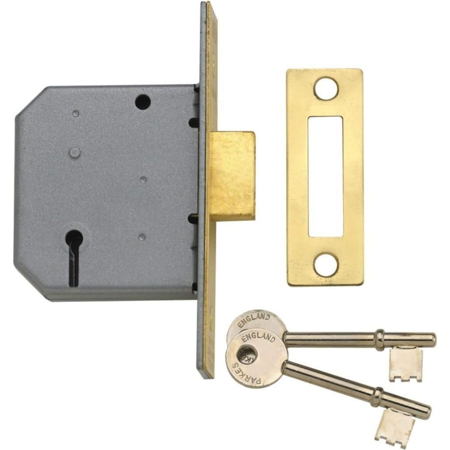 Yale 3 Lever Mortice Deadlock Standard Security Polished Brass 3 Inch 76 mm