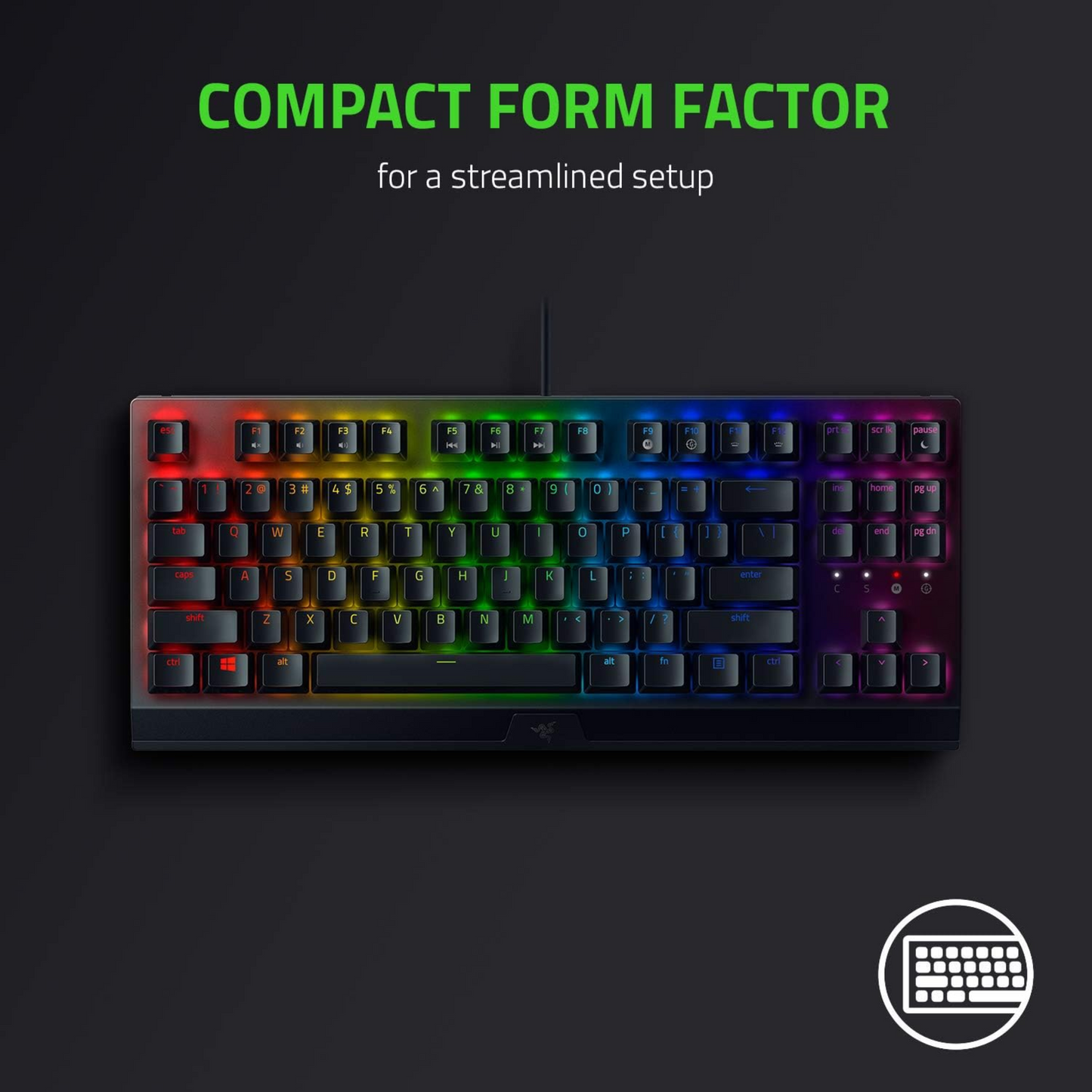 Razer BlackWidow V3 Tenkeyless Gaming Keyboard Green Switch Mechanical QWERTY UK