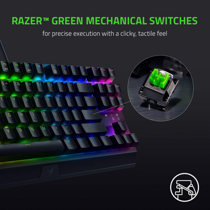 Razer BlackWidow V3 Tenkeyless Gaming Keyboard Green Switch Mechanical QWERTY UK