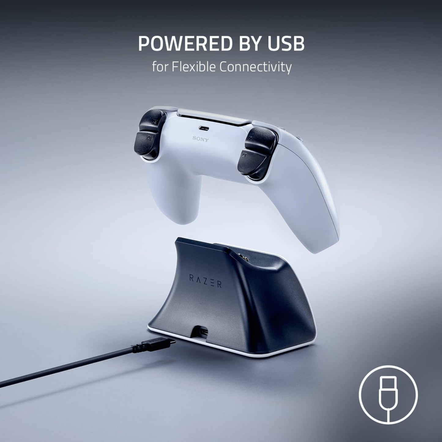 Razer Quick Charging Stand for PlayStation 5 Controller Curved Cradle White