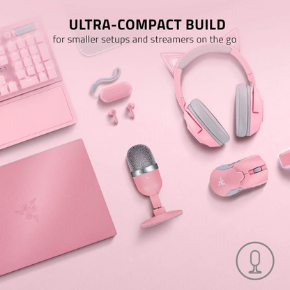 Razer Seiren Mini USB Condenser Microphone: for Streaming and Gaming on PC Pink