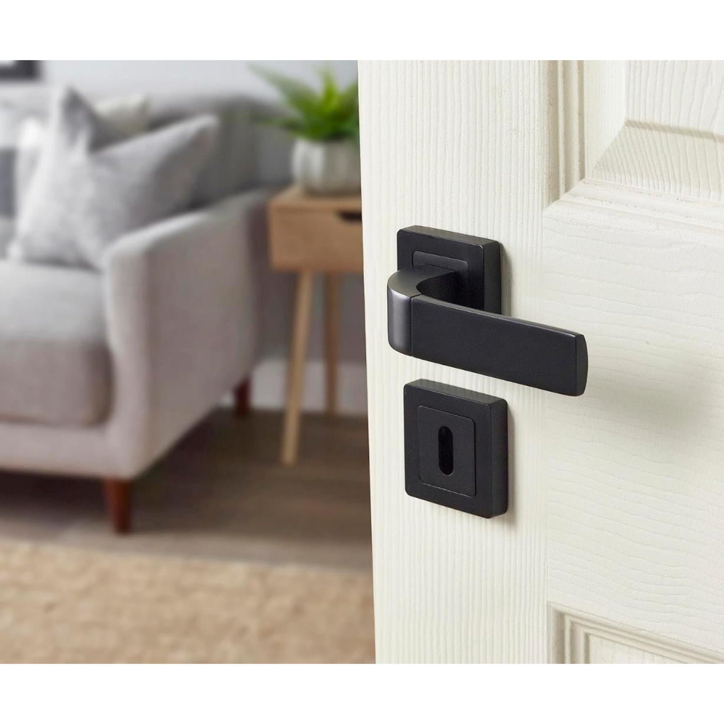 Yale Black Door Handle Bathroom Door Handles with Keyhole Covers Metal Bologna