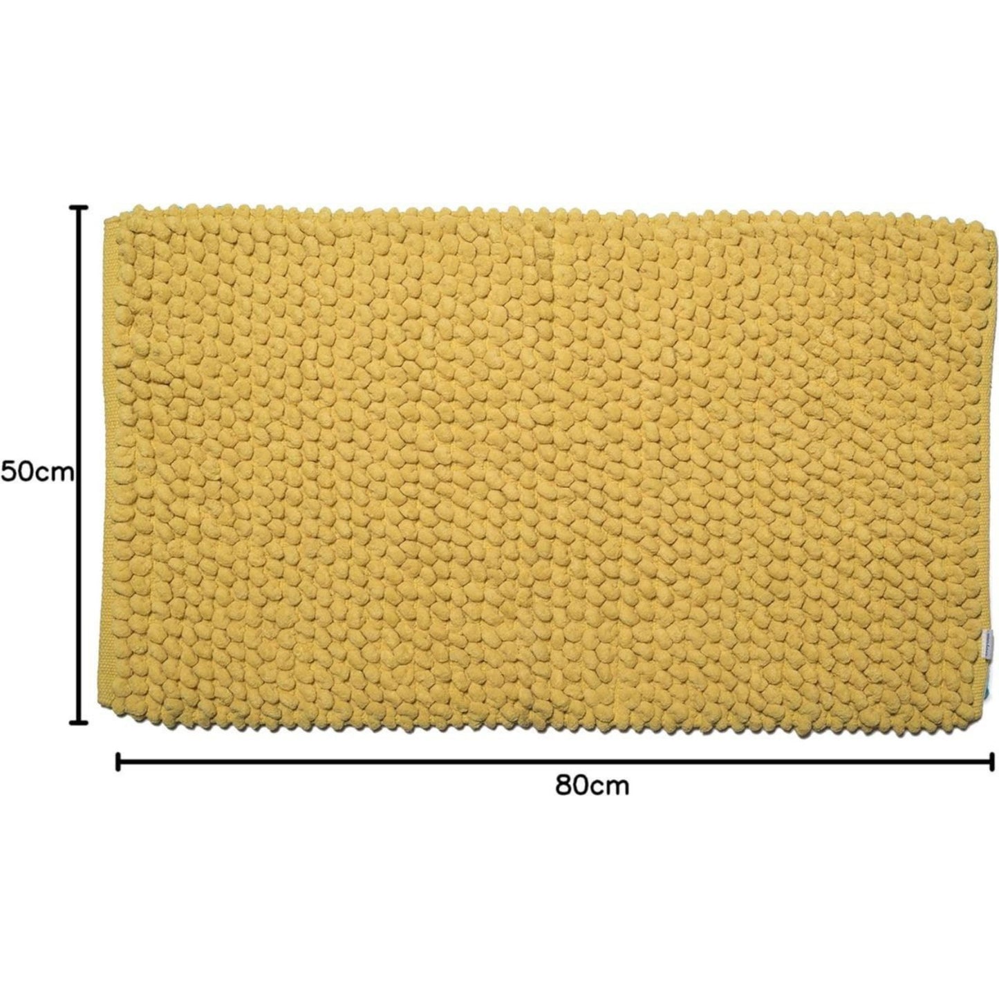 Croydex Yellow Chenille Cushioned Bathroom Rug Slip-Resistant Backing 80x50cm