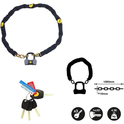 Yale Chain and Lock 1800mm Maximum Security Chain Bike Lock Heavy Duty 4 Keys