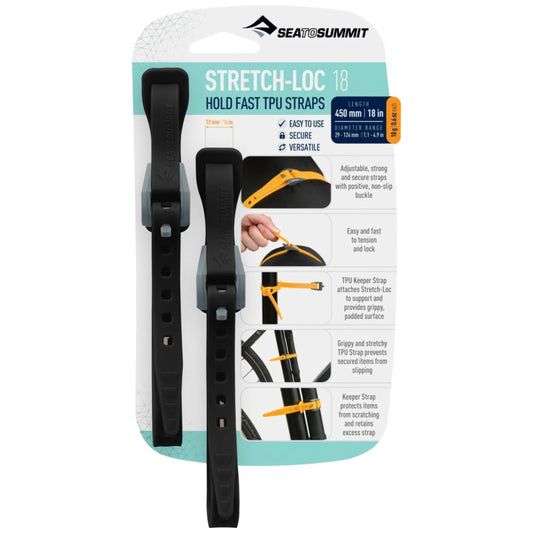 Sea to Summit x2 Stretch-Loc 18 Straps Black 12 x 450mm Diameter Range 29-124mm
