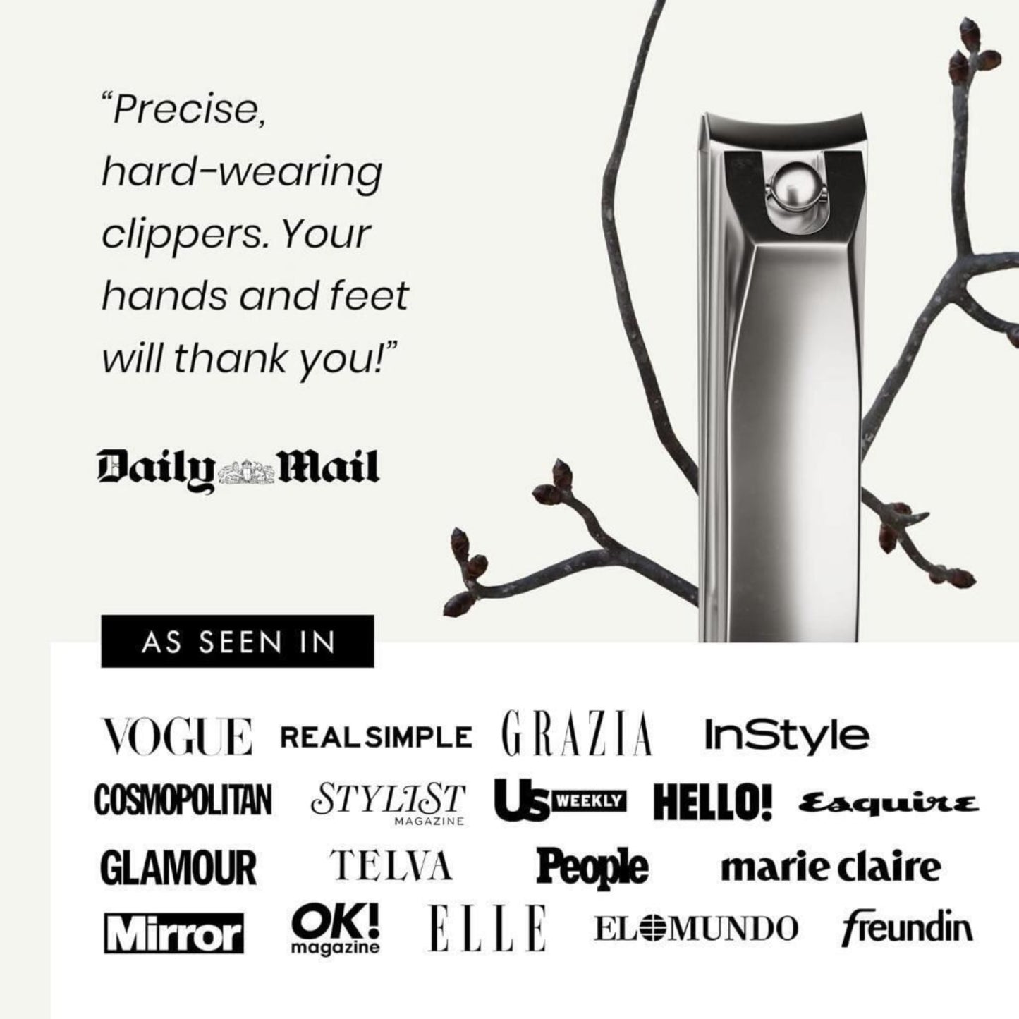 Eclat Nail Clippers Fingernail Toenail Clippers with Nail File Stainless Steel