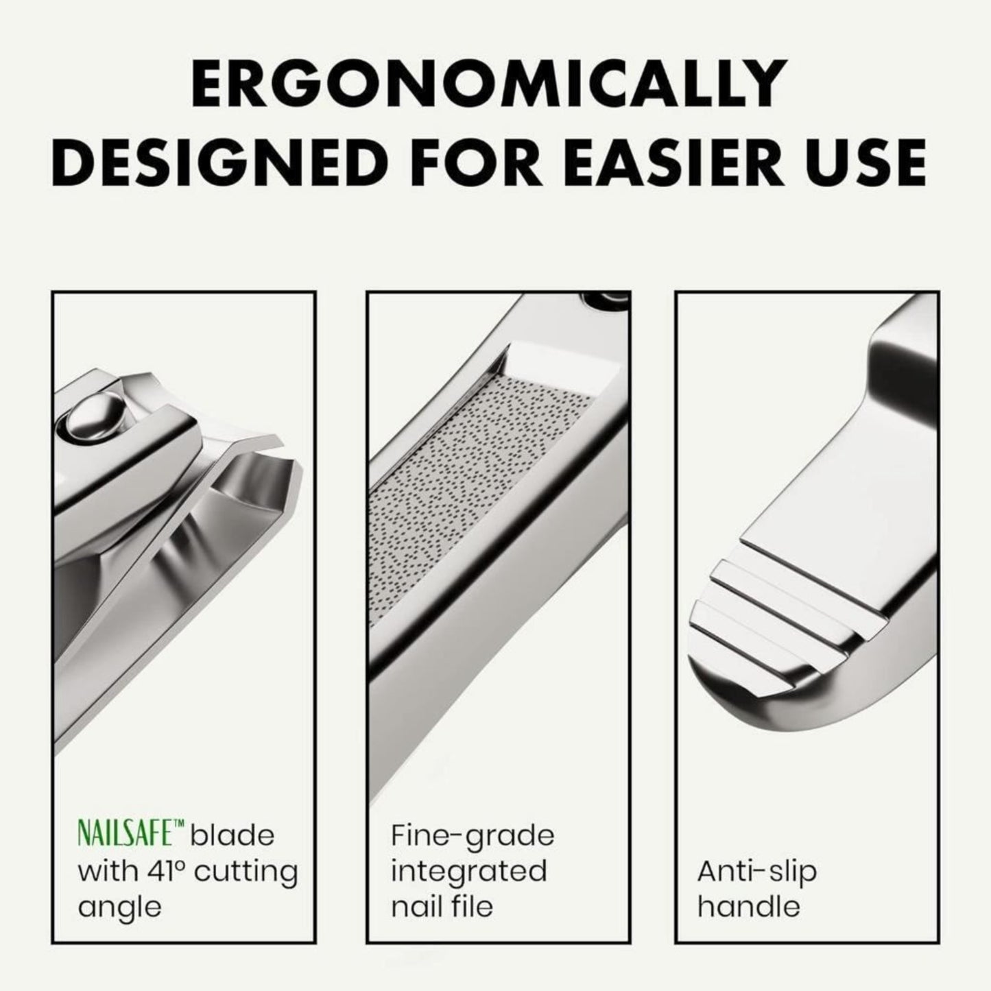 Eclat Nail Clippers Fingernail Toenail Clippers with Nail File Stainless Steel