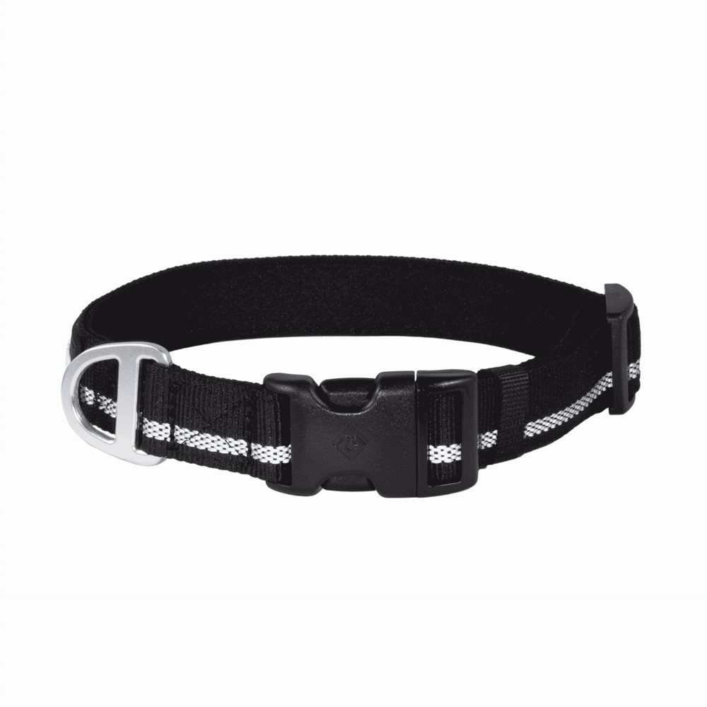 CAIRD Journey Light Adjustable Dog Collar Reflective Nylon Padded Neoprene (Black)