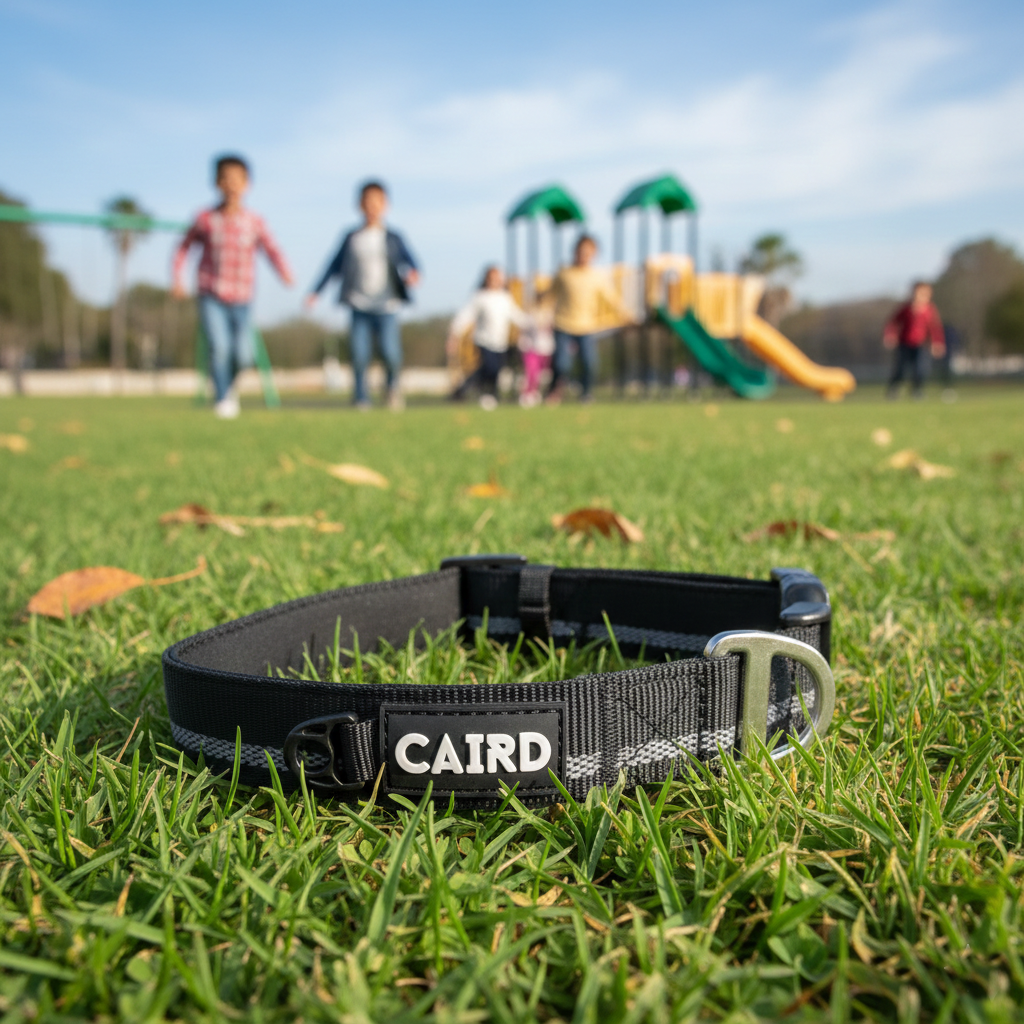 CAIRD Journey Light Adjustable Dog Collar Reflective Nylon Padded Neoprene (Black)