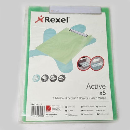 Rexel Active Tab Folders Green A4 Portrait 35 Sheet Capacity