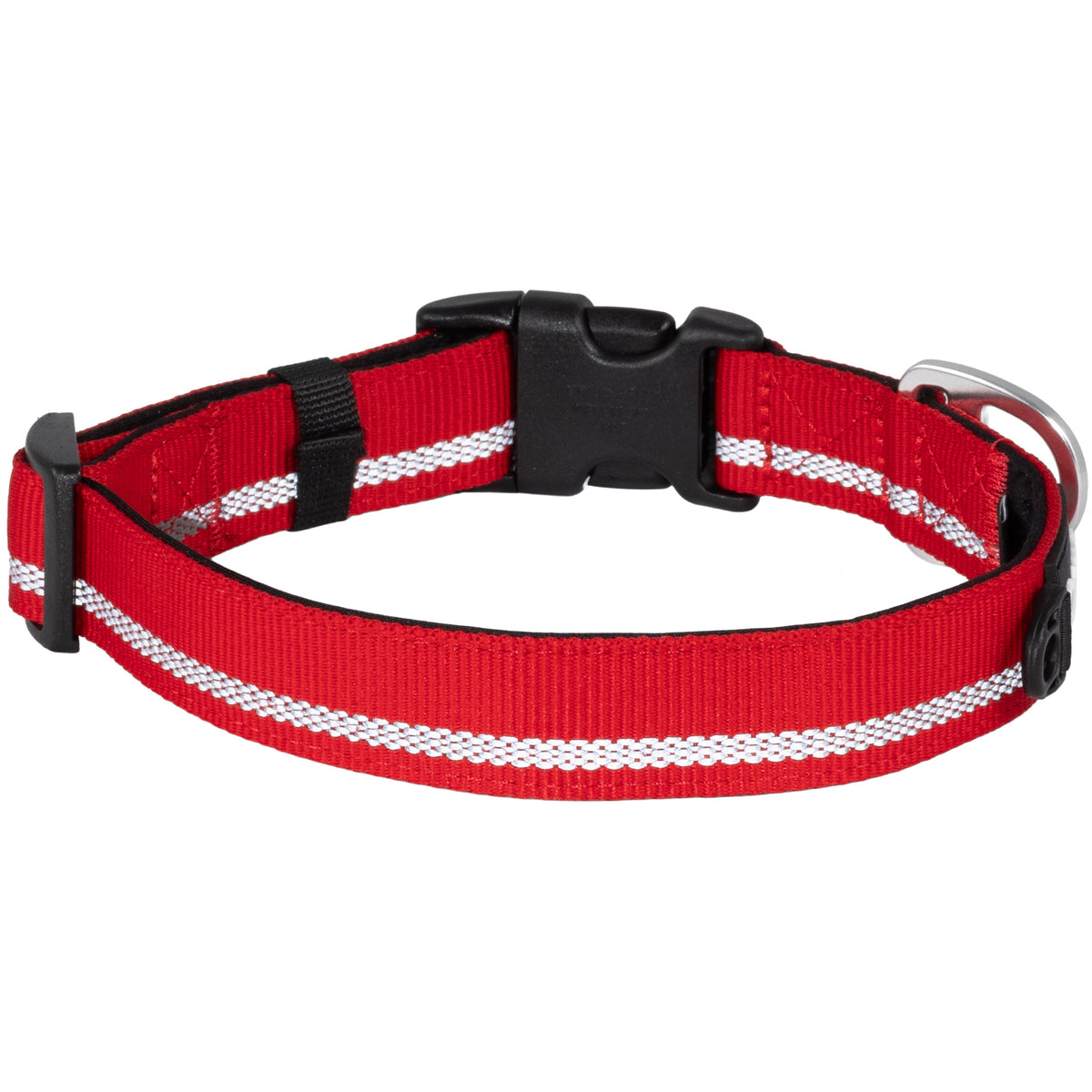 CAIRD Journey Light Adjustable Dog Collar Reflective Nylon Padded Neoprene (Red)