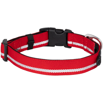 CAIRD Journey Light Adjustable Dog Collar Reflective Nylon Padded Neoprene (Red)