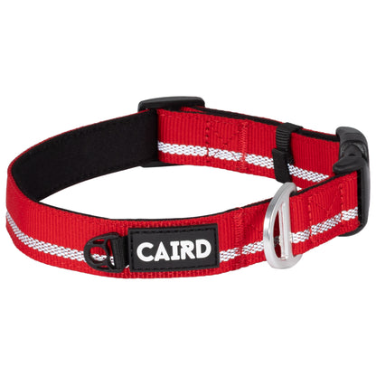 CAIRD Journey Light Adjustable Dog Collar Reflective Nylon Padded Neoprene (Red)