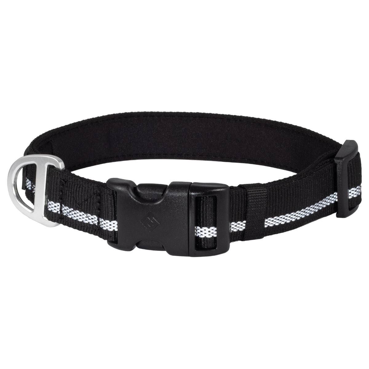 CAIRD Journey Light Adjustable Dog Collar Reflective Nylon Padded Neoprene (Black)