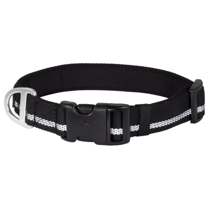 CAIRD Journey Light Adjustable Dog Collar Reflective Nylon Padded Neoprene (Black)