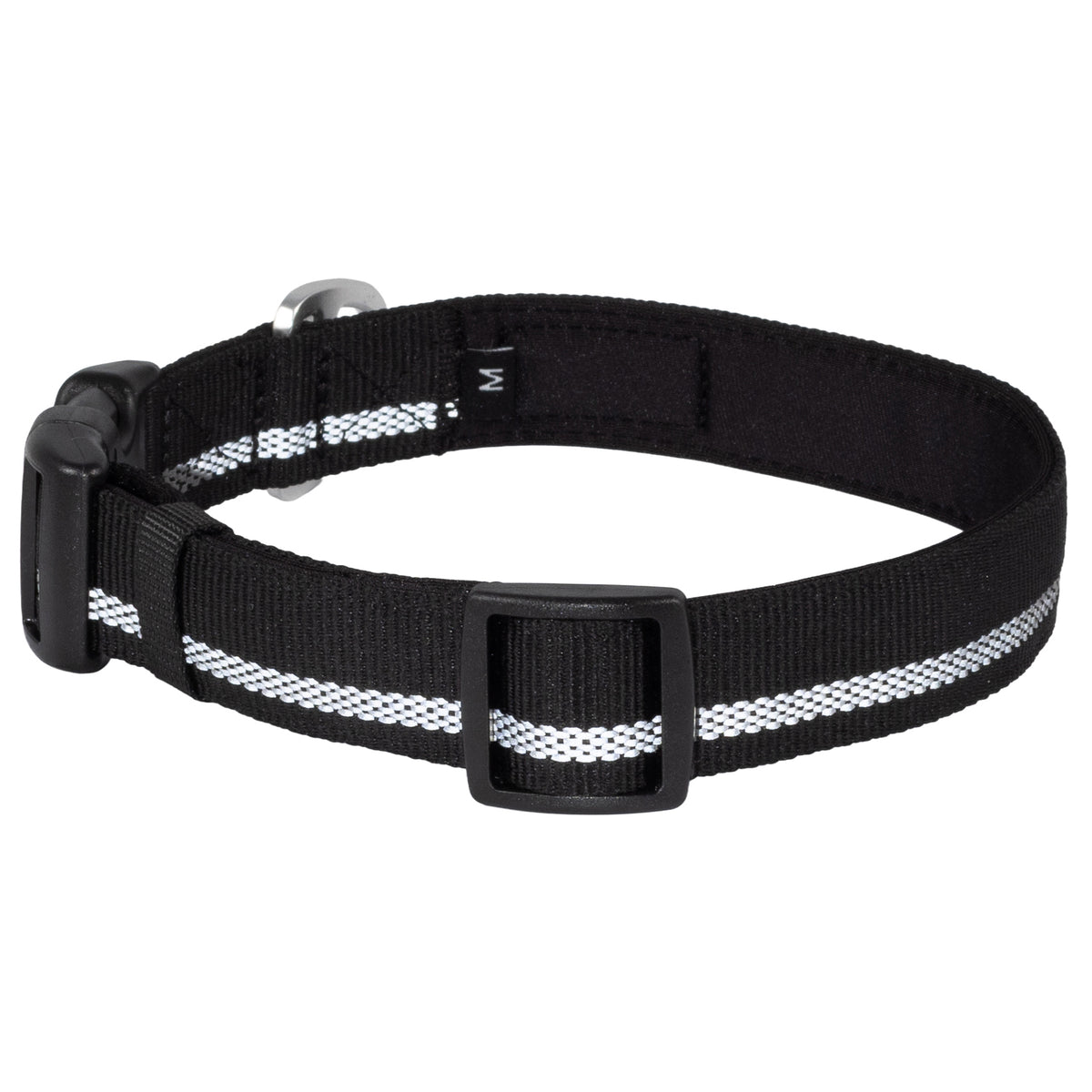 CAIRD Journey Light Adjustable Dog Collar Reflective Nylon Padded Neoprene (Black)