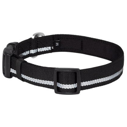 CAIRD Journey Light Adjustable Dog Collar Reflective Nylon Padded Neoprene (Black)