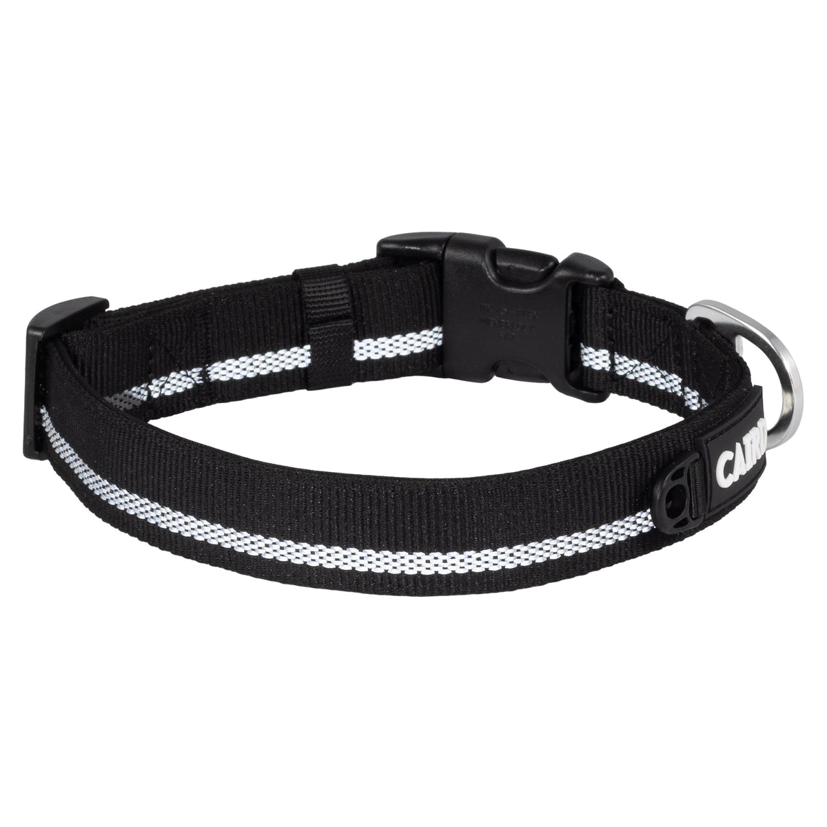 CAIRD Journey Light Adjustable Dog Collar Reflective Nylon Padded Neoprene (Black)